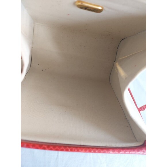 Vintage 80s Ande Hard Shell Red embossed snakeskin leather crossbody clutch bag - Picture 11 of 12